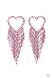 Paparazzi Sumptuous Sweethearts - Pink Heart White Rhinestones Earrings