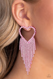 Paparazzi Sumptuous Sweethearts - Pink Heart White Rhinestones Earrings