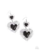 Paparazzi Sunburst Sweethearts - Black Heart Earrings