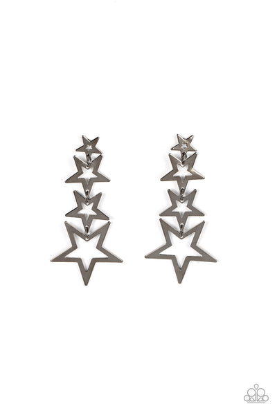 Paparazzi Superstar Crescendo - Black Gunmetal Earrings