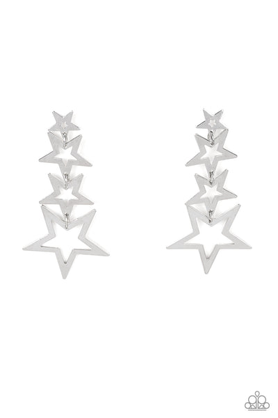 Paparazzi Superstar Crescendo - Silver Stars Earrings