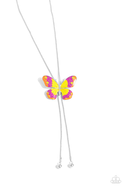 Paparazzi Suspended Shades - Yellow Butterfly Necklace