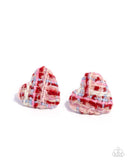 Paparazzi Sweetheart Stitching- Pink Heart Earrings