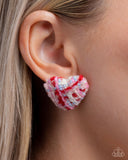 Paparazzi Sweetheart Stitching- Pink Heart Earrings