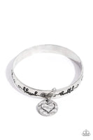 Paparazzi Tangible Thank You - Silver Heart Inspirational Bracelet