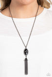 Paparazzi Tassel Tabloid - Black Necklace