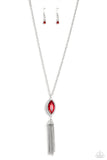 Paparazzi Tassel Tabloid - Red Marquise-Cut Necklace