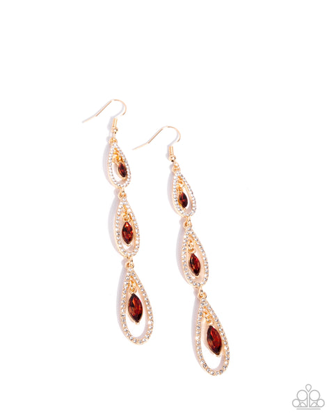 Paparazzi Teardrop Tenure- Brown Earrings