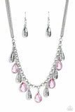 Paparazzi Teardrop Timbre - Pink Necklace