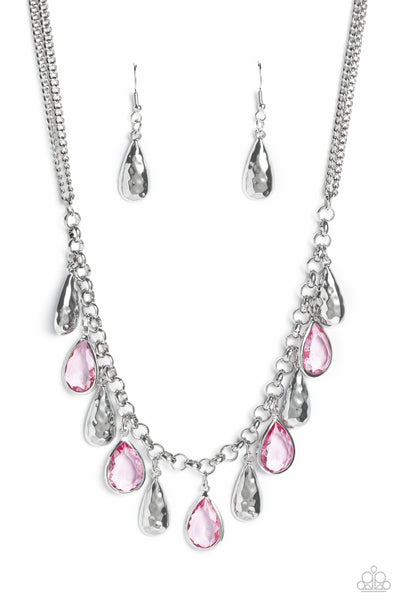 Paparazzi Teardrop Timbre - Pink Necklace