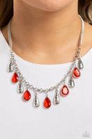 Paparazzi Teardrop Timbre - Red Necklace