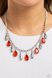 Paparazzi Teardrop Timbre - Red Necklace