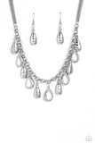 Paparazzi Teardrop Timbre - White Necklace