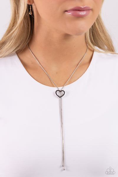 Paparazzi Tempting Tassel - Black Heart Necklace