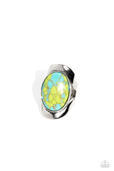 Paparazzi Terrazzo Tribute - Green Terrazzo Finish Marbled Stone Ring