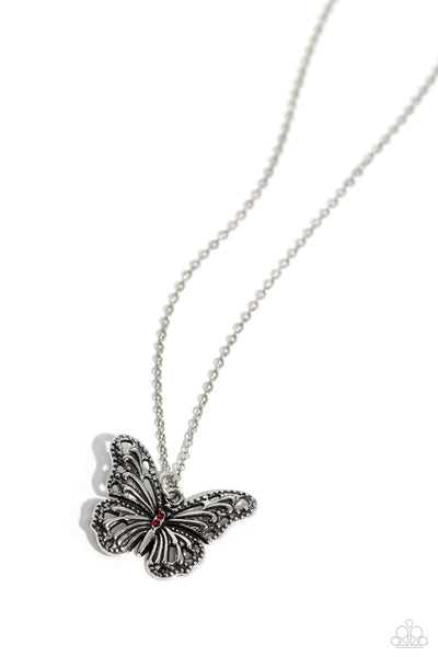 Paparazzi Textured Talent - Red Butterfly Necklace