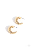 Paparazzi Textured Tenure - Gold Hoops Earrings