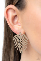 Paparazzi The FROND Row - Gold Palm Leaf Earrings