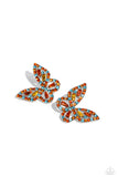 Paparazzi Tilted Takeoff - Orange Butterfly Earrings