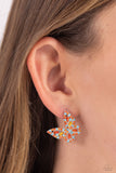 Paparazzi Tilted Takeoff - Orange Butterfly Earrings