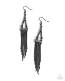 Paparazzi Trailing Off- Black Earrings