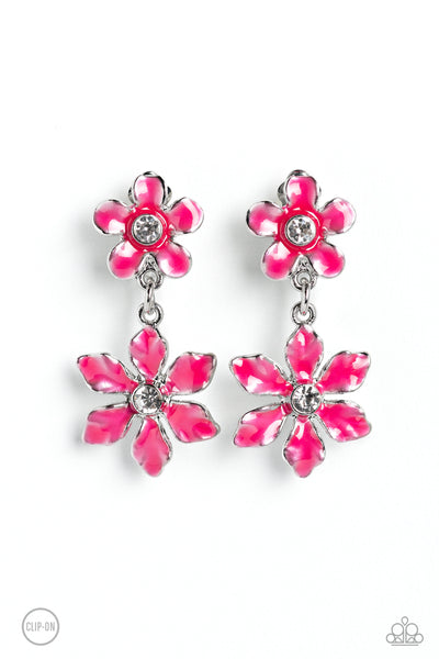 Paparazzi CLIP-ONS Transparent Talent - Pink Earrings