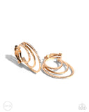 Paparazzi Triad Trek - Gold Hoops Clip-Ons Earrings