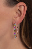 Paparazzi Triangular Tapestry - Rose Gold Hoops Earrings