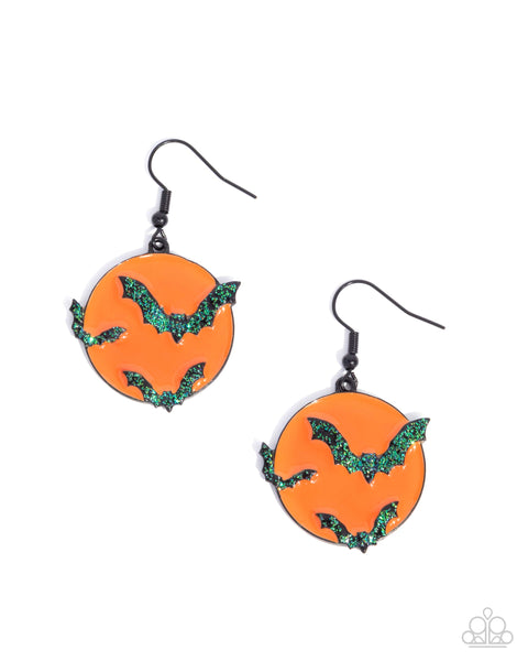 Paparazzi Vampire Bats - Orange Pumpkin Earrings