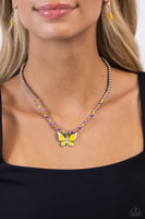 Paparazzi Vibrant Flutter - Yellow Butterfly Necklace