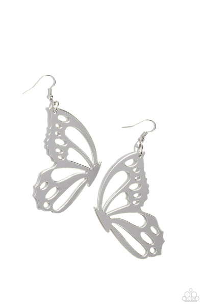 LIMIT TWO PER PERSON Paparazzi WING of the World - Silver Earrings