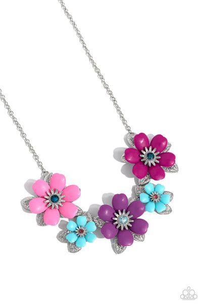 Paparazzi Well-Mannered Whimsy - Pink Flower Necklace