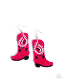 Paparazzi Western Webbing- Pink Earrings