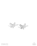 Paparazzi Whimsical Willpower- Silver Butterfly Earrings