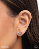 Paparazzi Whimsical Willpower- Silver Butterfly Earrings