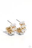 Paparazzi White Collar Wardrobe - Gold Pearl Hoops Earrings