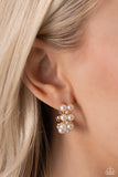 Paparazzi White Collar Wardrobe - Gold Pearl Hoops Earrings