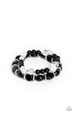 Paparazzi Who ROSE There? - Black Beads Rose Bracelet