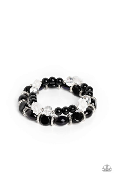 Paparazzi Who ROSE There? - Black Beads Rose Bracelet