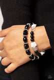 Paparazzi Who ROSE There? - Black Beads Rose Bracelet