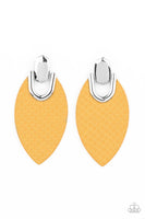 Paparazzi Wildly Workable - Yellow Leather Earrings