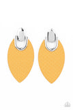 Paparazzi Wildly Workable - Yellow Leather Earrings