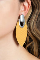 Paparazzi Wildly Workable - Yellow Leather Earrings