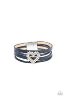 Paparazzi Wildly in Love - Blue Heart Rhinestones Magnetic Bracelet