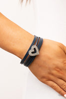 Paparazzi Wildly in Love - Blue Heart Rhinestones Magnetic Bracelet