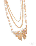 Paparazzi Winged Wonder- Gold Butterfly Necklace
