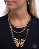 Paparazzi Winged Wonder- Gold Butterfly Necklace