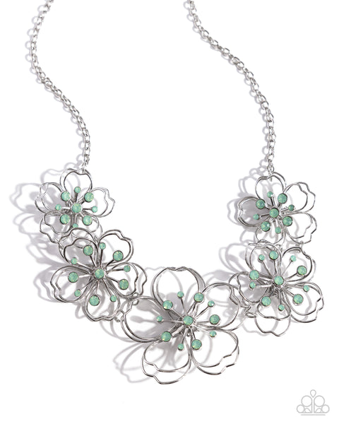 Paparazzi Wiry Wallflowers - Green Necklace