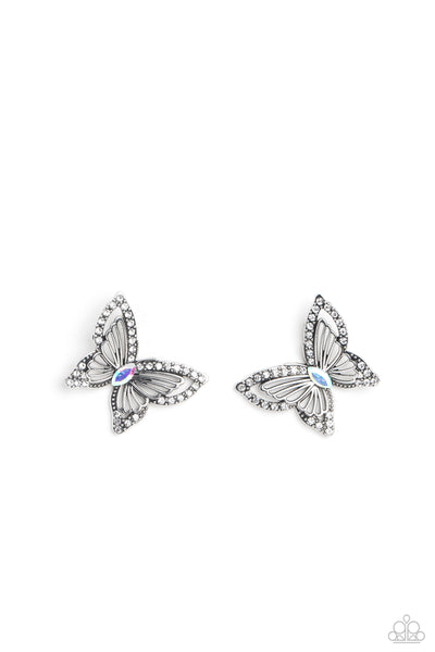 Paparazzi Wispy Wings - Multi Iridescent Butterfly Earrings