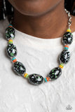 Paparazzi No Laughing SPLATTER - Green Floral Necklace